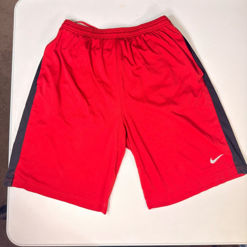 Nike Dri-FIT Basketball Shorts Red Black Mesh Panel Athletic Gym Mens Size M
